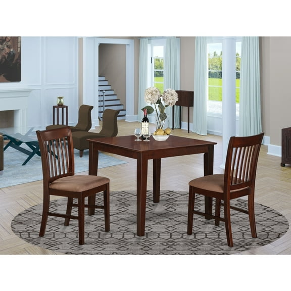 Chic 3 Piece Dining Set - Square Table & 2 Linen Chairs - Modern Kitchen Room Set