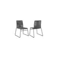 thumbnail image 1 of HomeStock Contemporary Chic Upholstered Stackable Side Chairs (Set of 2) - Charcoal and Gunmetal, Sleek Metal Frame with Rope Woven Seat, Stackable Design for Space Saving, 1 of 6