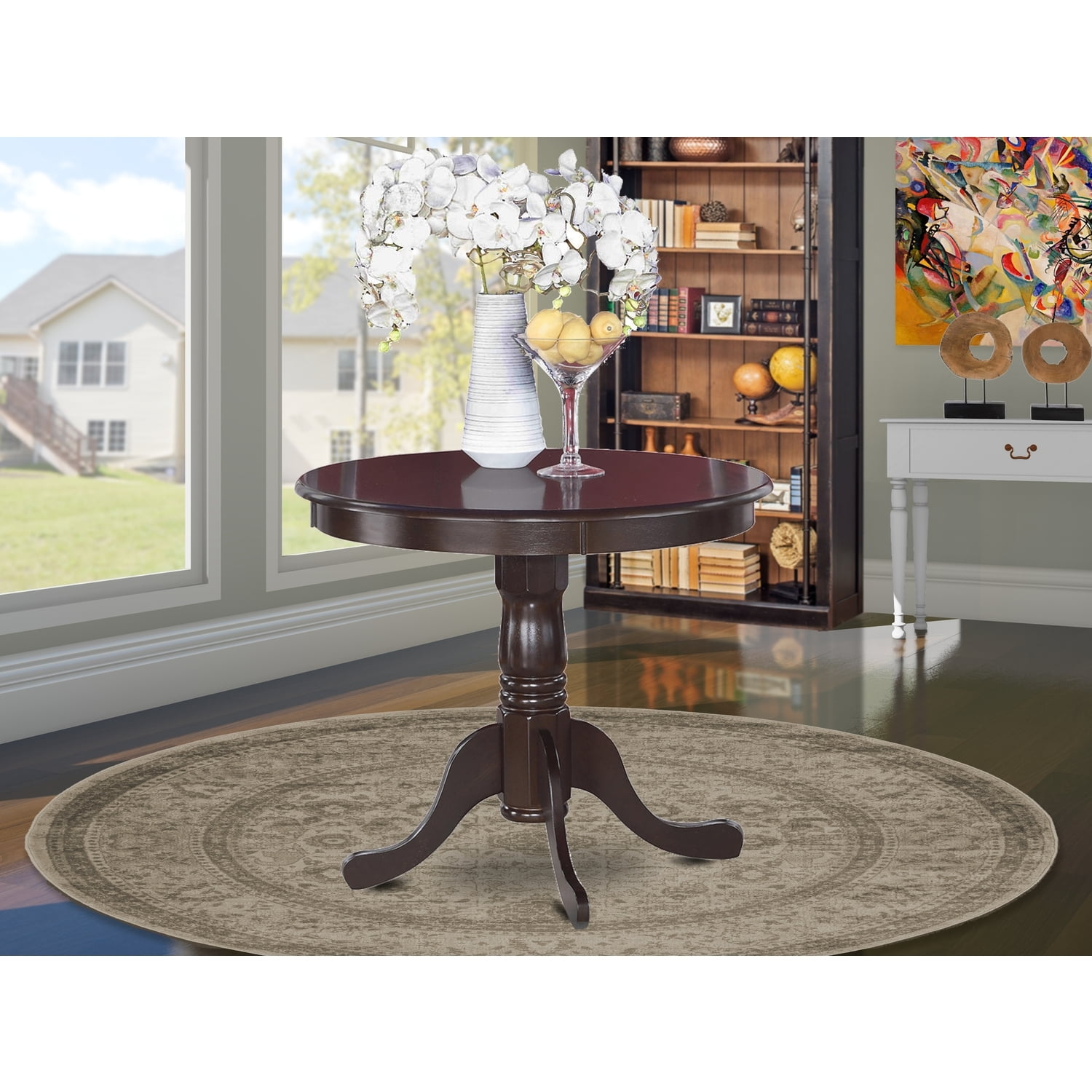 HomeStock Contemporary Cool 36 Inch Pedestal Round Dining Table ...