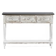 thumbnail image 1 of Console Table 3 Drawer Entryway Table Wood Metal Distressed White Sofa Table, 1 of 9