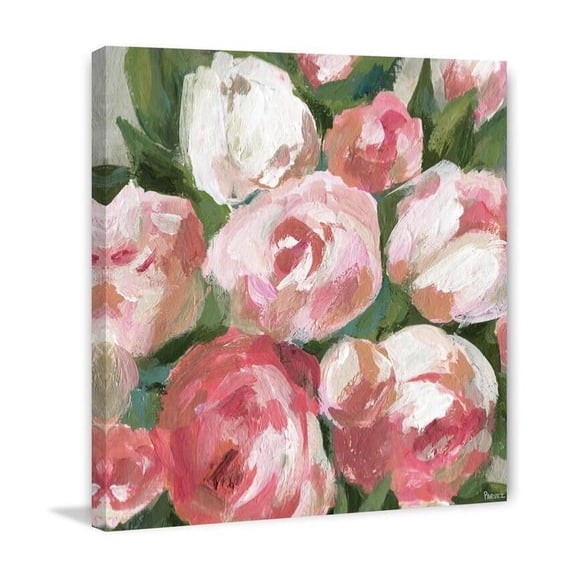 HomeStock Contemporary Cool Pink Zoom Painting Print on Wrapped Canvas, 12" x 12", Modern Handmade Canvas Art Decor - Unique and Chic Wall Prints for Contemporary Spaces