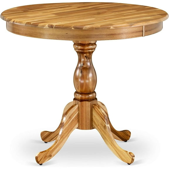 Round Dining Table Modern Cool Acacia Wood Table Pedestal Base Kitchen Table
