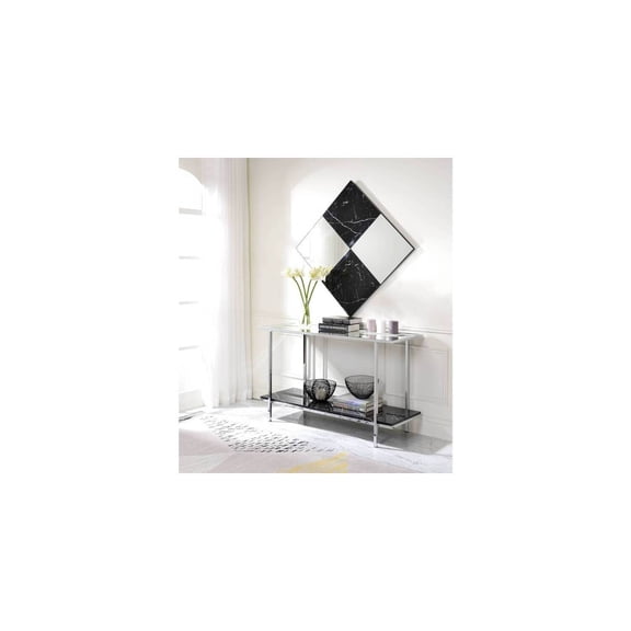 HomeStock Contemporary Cool Wall Accent Mirror in Mirrored & Faux Marble