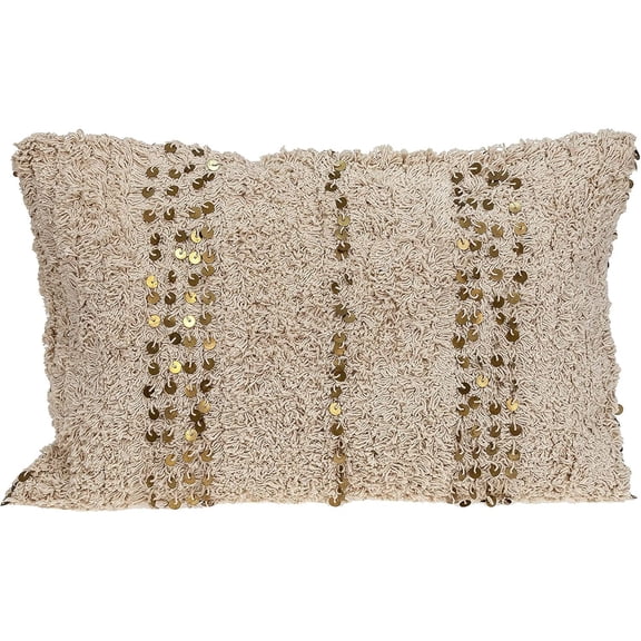 Acacia Balm Throw Pillow - Beige Transitional Accent Pillow with Charms