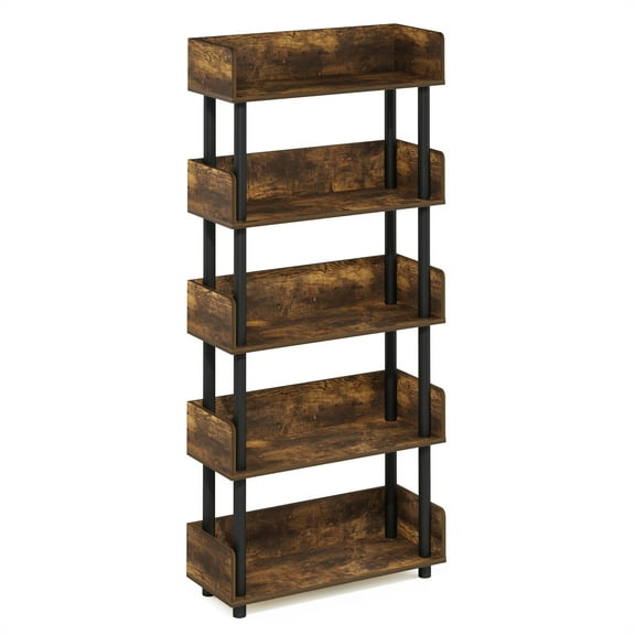 HomeStock Country Cottage 5-Tier Toolless Display Rack, Amber Pine/Black
