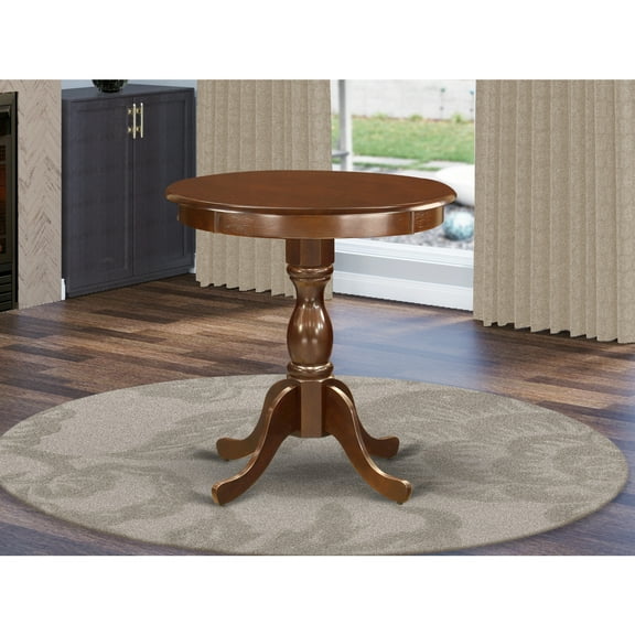 Small Dining Table - Cottage Style Kitchen Table with Pedestal Base - Oak Finish Tabletop