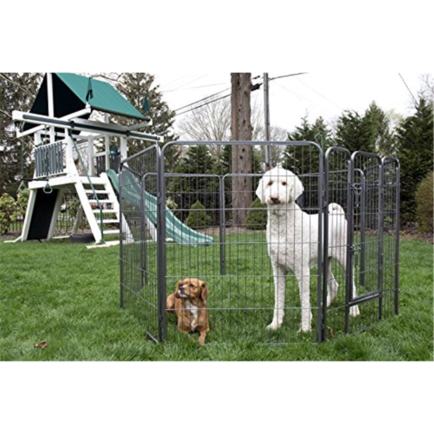 Safstar Dog Playpen With Door - 8 Panel Heavy Duty Metal Exercise Pen For Puppies, Cats, Pets