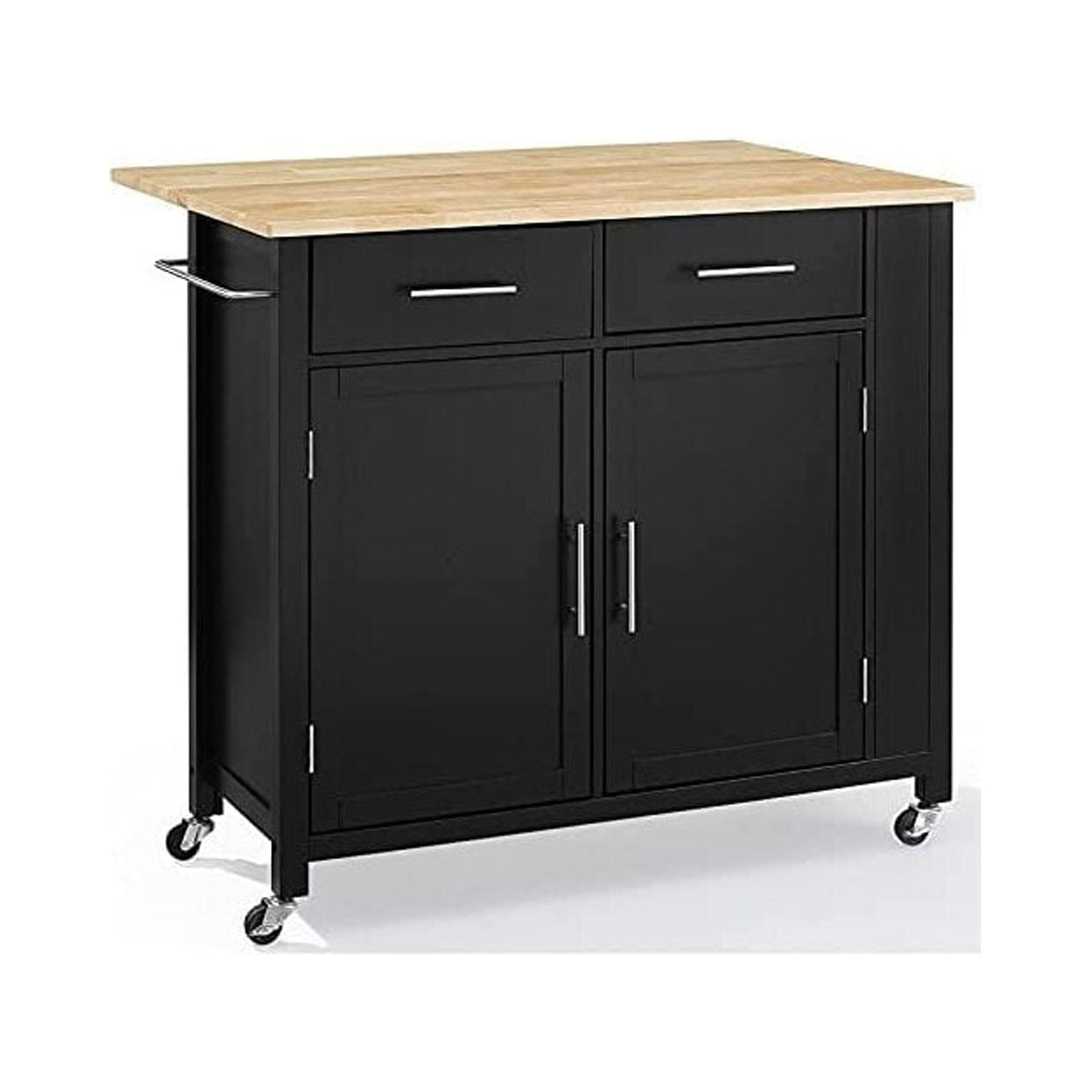 HomeStock Country Cottage Wood Top Drop Leaf Kitchen Island/Cart Black ...