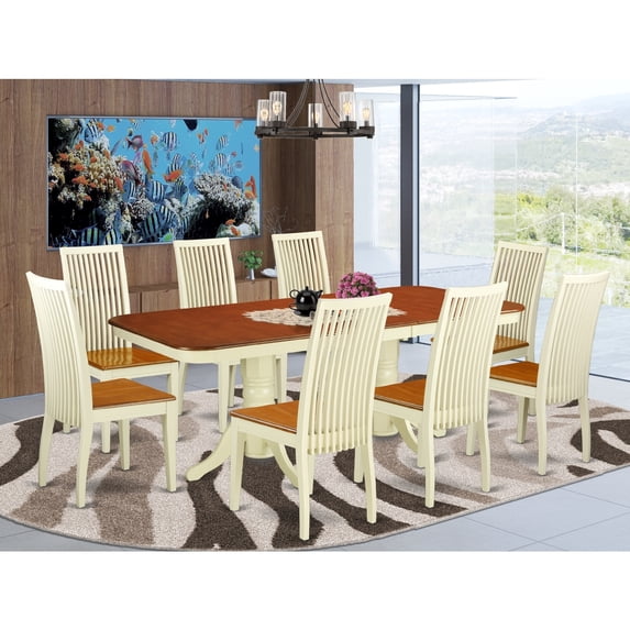HomeStock Boldly Bohemian 9 Pc Modern Dining Set with Double Pedestal ...