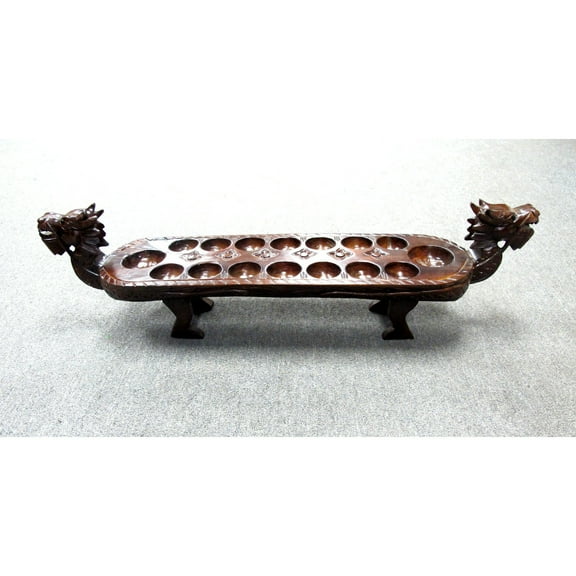 Dragon Mancala Game Teakwood Handcrafted Board Game Decor Unique Design Room Accent