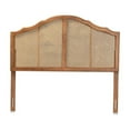thumbnail image 1 of HomeStock Earthy Elegance 61.2"W x 50"H Classic Traditional Ash Walnut Wood and Synthetic Rattan Queen Size Arched Headboard with Woven Scalloped Detailing, 1 of 6