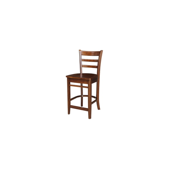 HomeStock Earthy Elegance Counter Height Stool with 24" Seat Height - Solid Wood Construction, Traditional Design, Antiqued Almond/Espresso,Size:Ladder Back-Color:Espresso,Size:Ladder Back