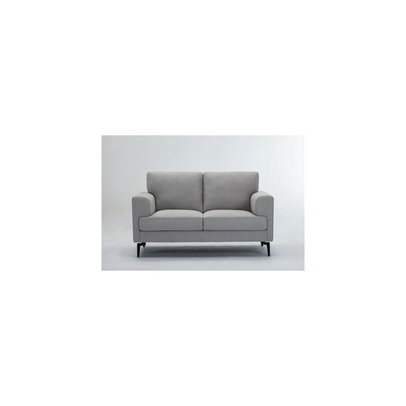 HomeStock Earthy Elegance Loveseat in Light Gray Linen-Size:35D x 84W x 35H