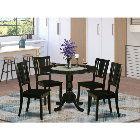 5 Piece Dining Set - Round Table & 4 Chairs - Kitchen Dinette Set - 42 Inch - Earthy Elegance