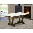 thumbnail image 1 of Elegant Dining Table 36x60 - Linen White Top, Distressed Leg - Modern Wood Table for Kitchen, Home, 1 of 3