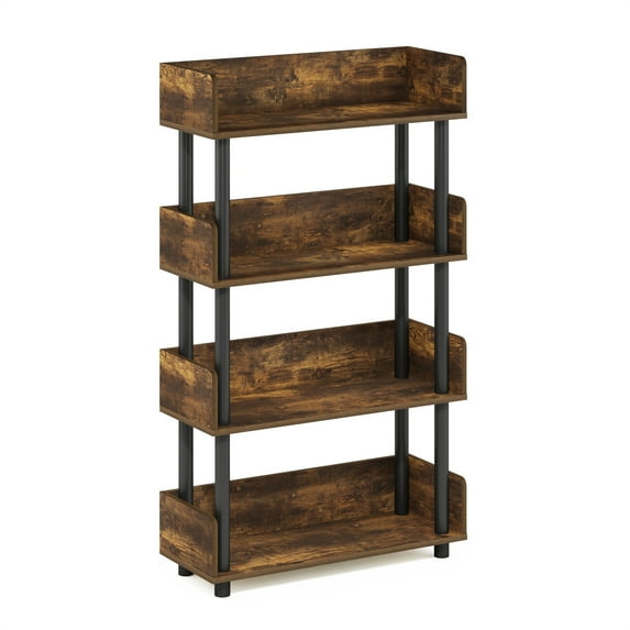 HomeStock Earthy Elements 4-Tier Toolless Display Rack, Amber Pine/Black