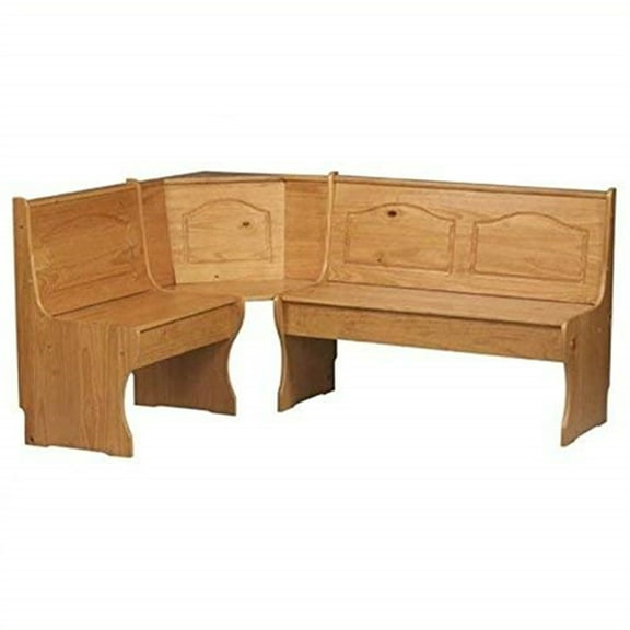 Corner Unit Bench Seating, Honey Pine Finish, Storage Bench, 67" Kitchen Dining Seating
