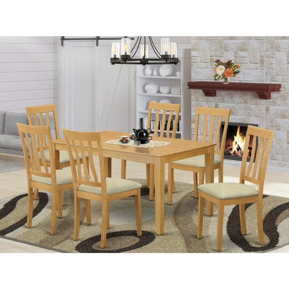 Dinette Set 7 Piece - Dining Table with 6 Chairs - Kitchen Table Set - Modern Design