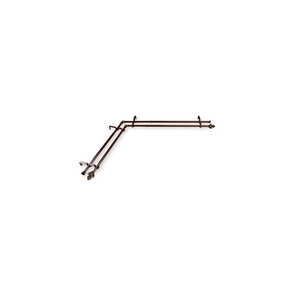 Corner Window Curtain Rod Double, Adjustable Curtain Rod 48-84 Inch, Cocoa Decorative Rod