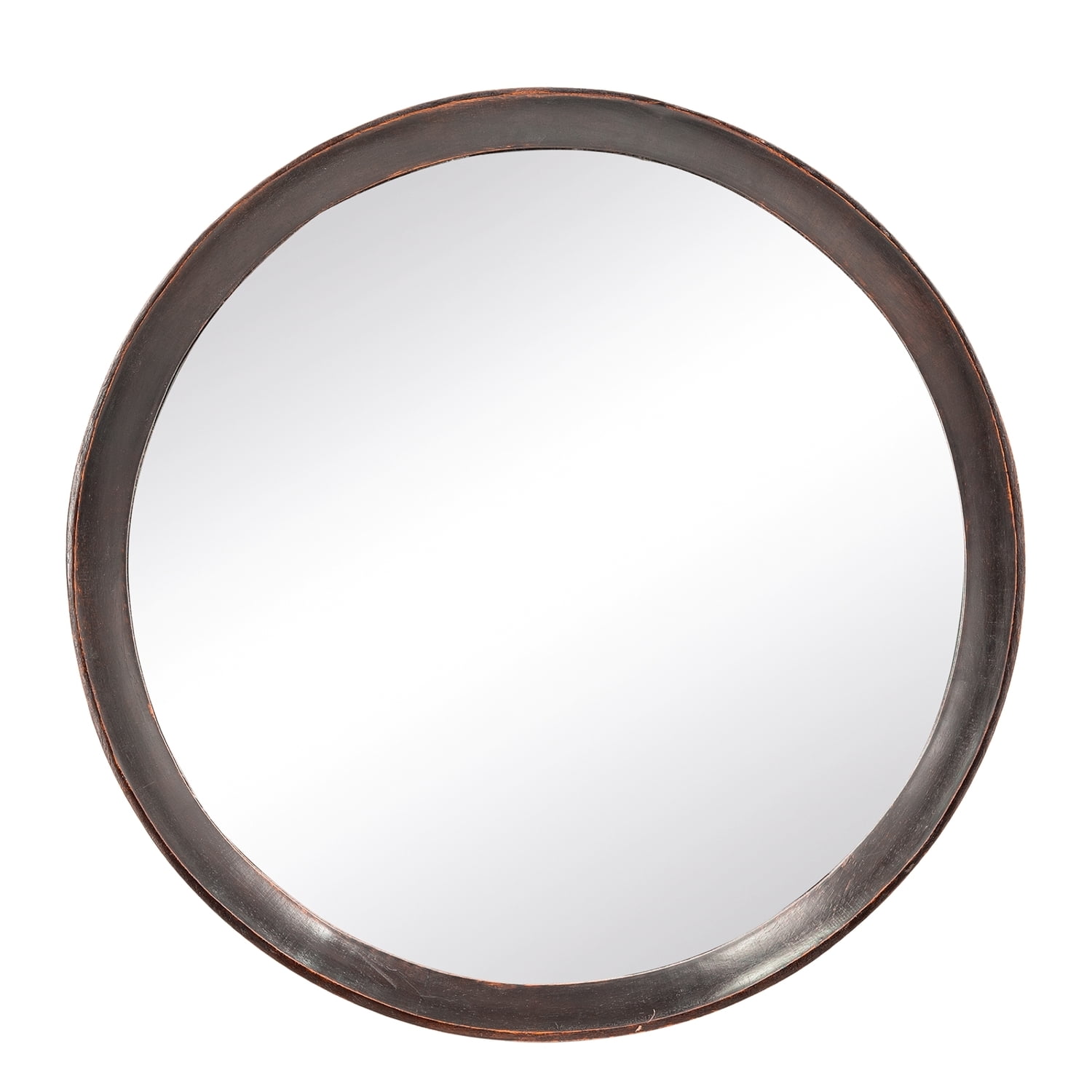 Small Round Dark Brown Mango Wood Decorative Mirror