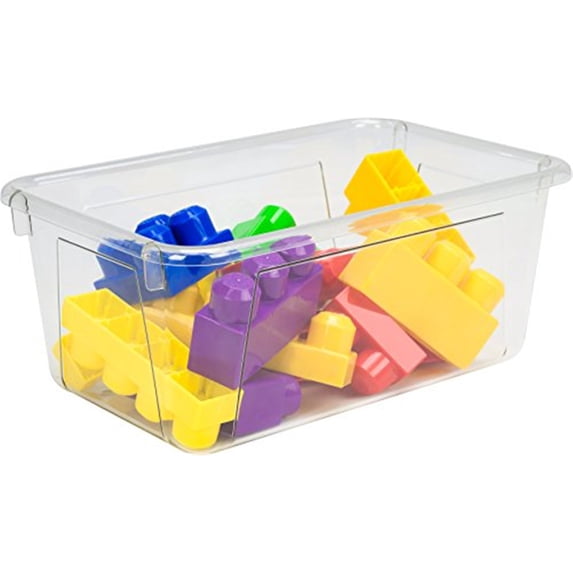 HomeStock Eclectic Elegance Portable Cubby Bin Set - 5-Pack Clear Storage Bins Perfect for Classroom Organization, Durable Design with Clear Lids for Easy Access