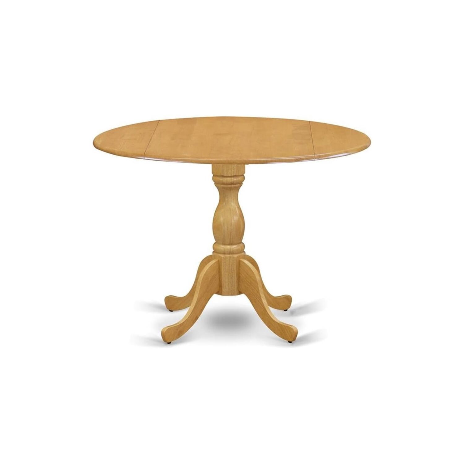 Oak Finish Round Extendable Wood Dining Table