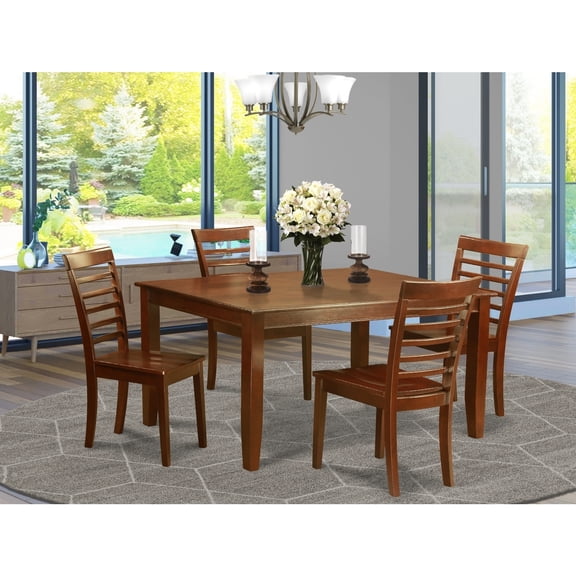 Dining Set Rectangle Table & Chairs - Solid Wood, Microfiber Upholstered - 60" Table