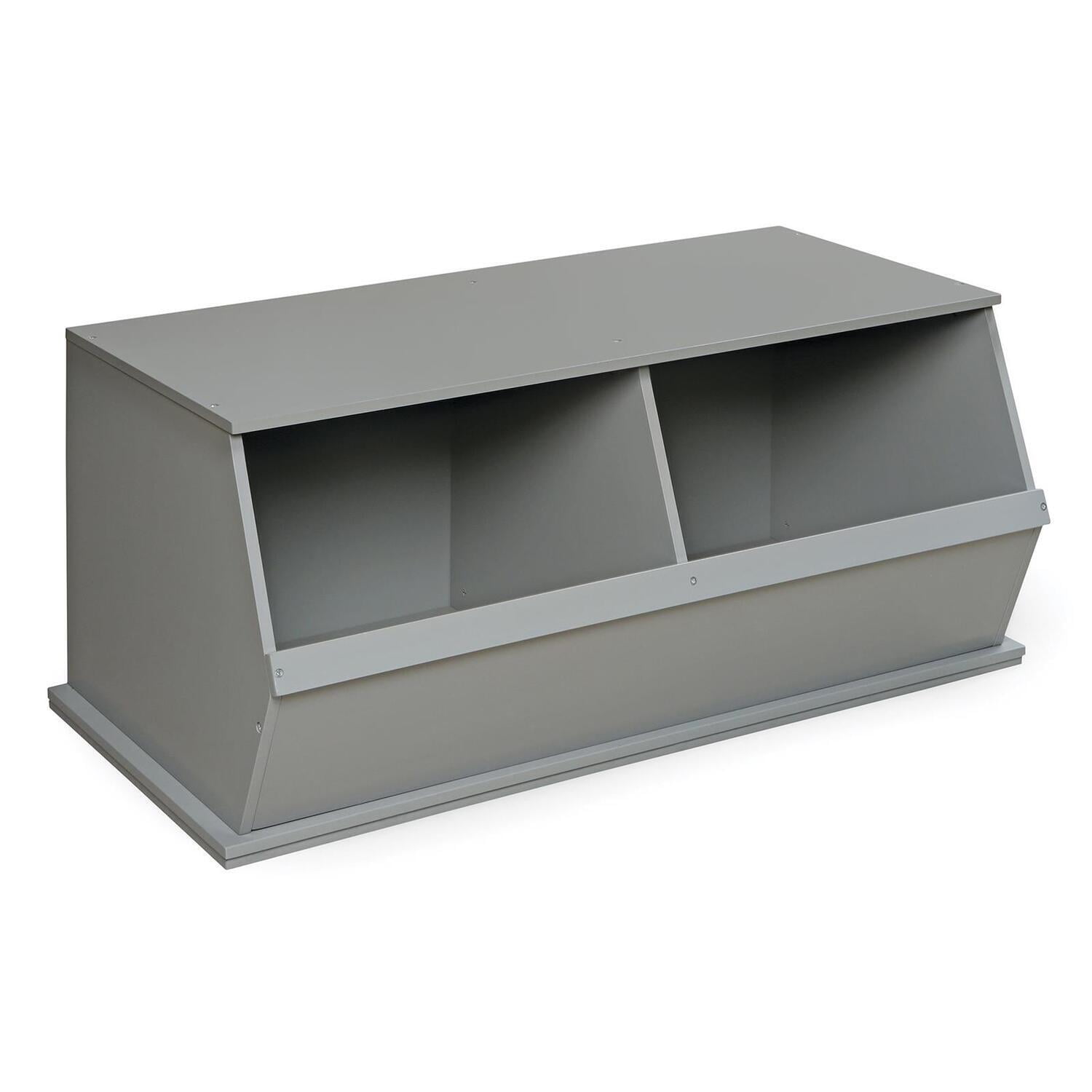 Gray MDF Two-Bin Stackable Storage Cubby for Kids