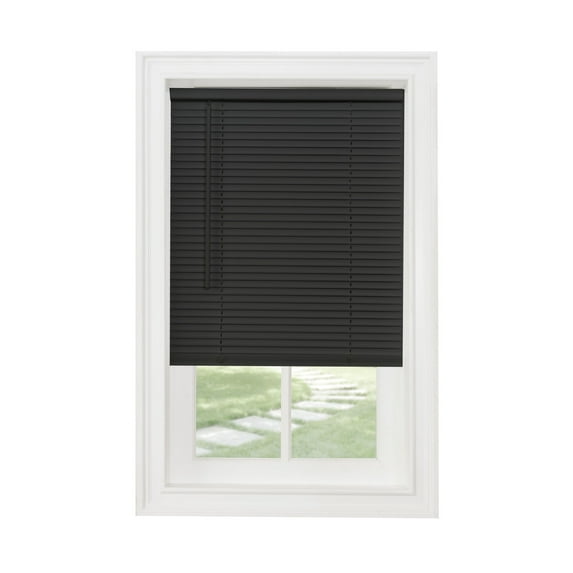 HomeStock Eclectic Escape 1" Light Filtering Mini Blind 29x72 - Black  Cordless, Pet Safe, Tilt Wand, Light Filtering, Fits Windows 29x72