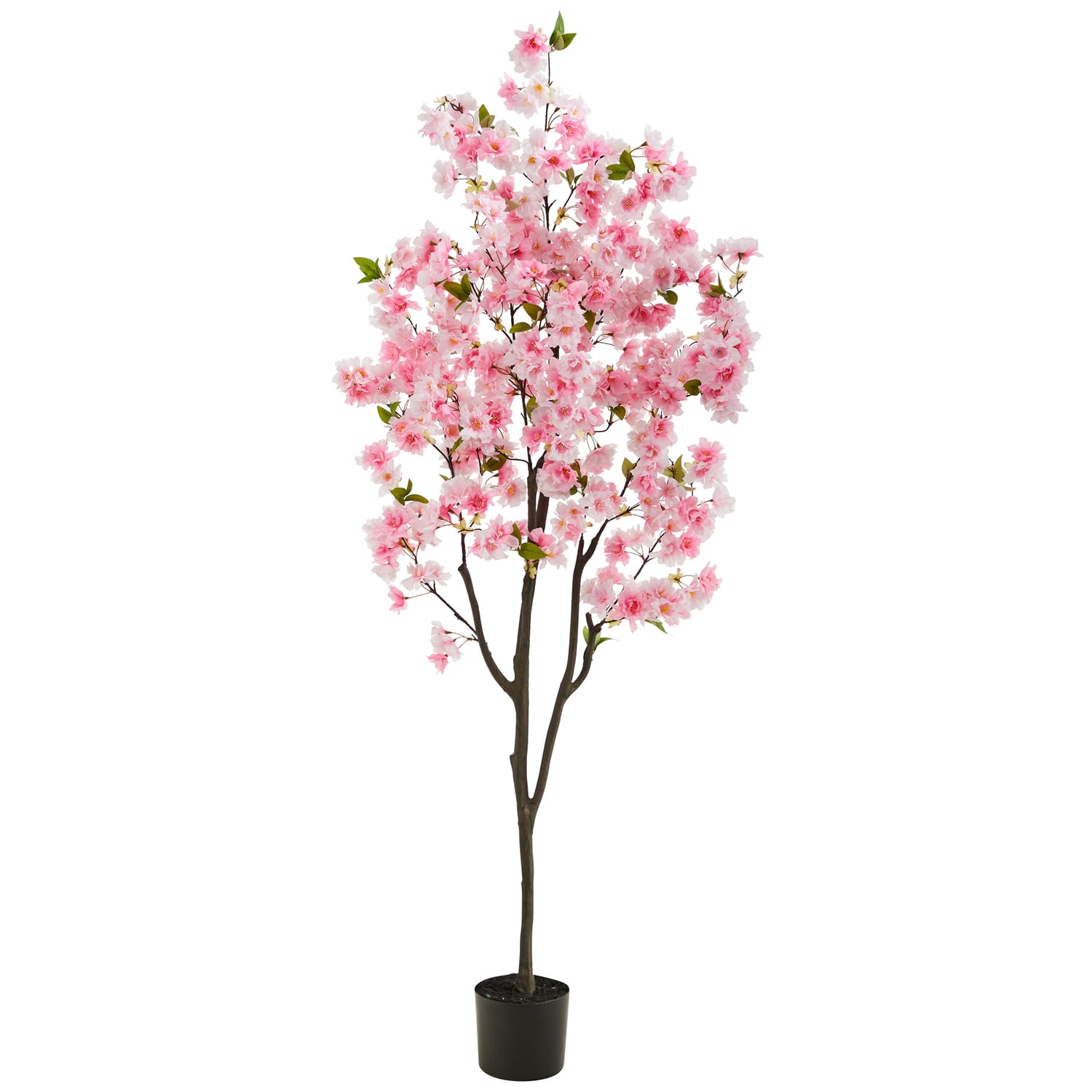 6ft Pink Cherry Blossom Artificial Tree in Black Plastic Pot