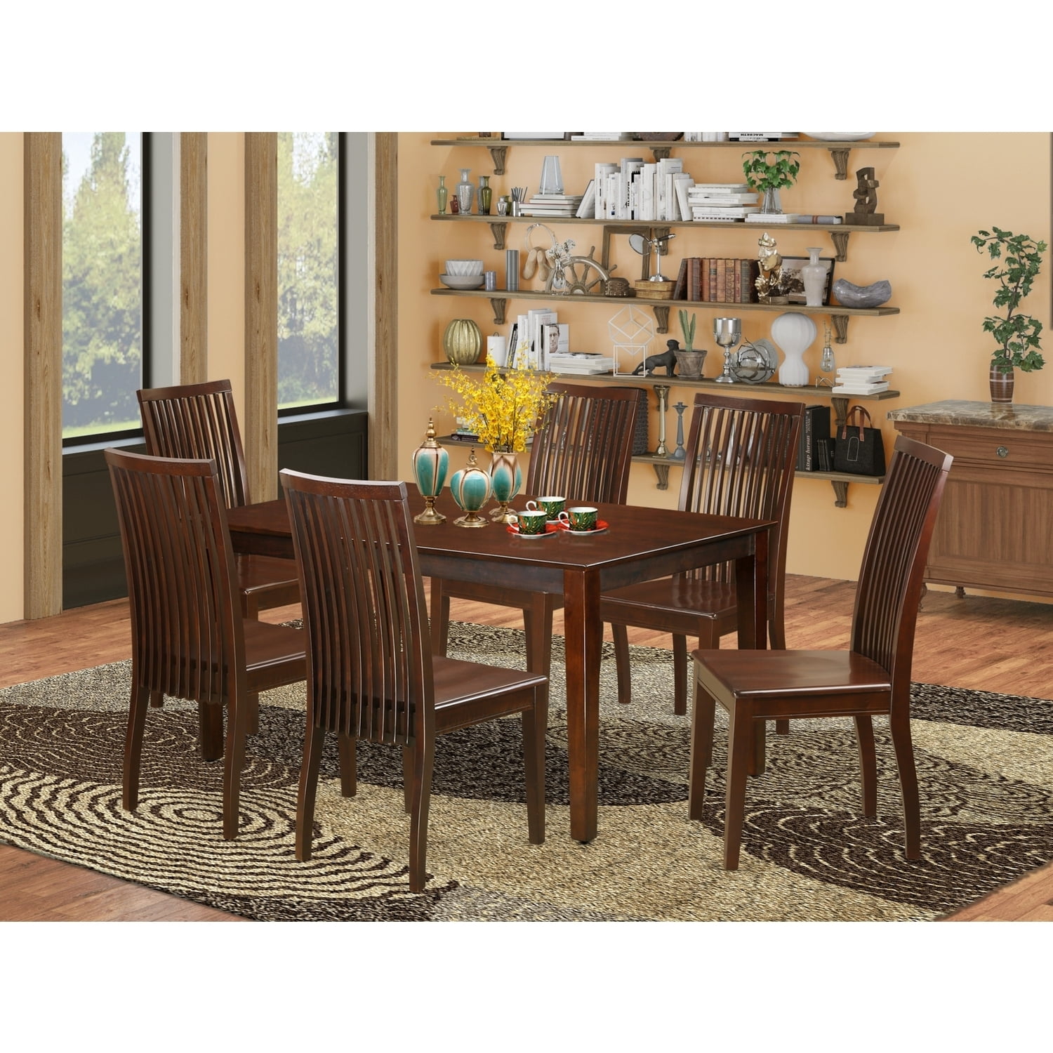 7-Piece Dining Set - Kitchen Table with 6 Chairs - Solid Wood Dining ...