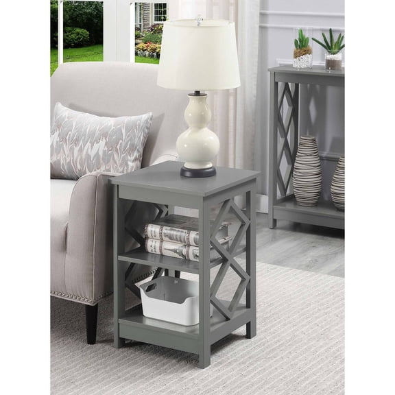 HomeStock Eclectic Escape End Table, Grey, Stylish & Functional Nightstand or Side Table, Wood & Particleboard, Easy to Assemble, Perfect for Small Spaces & Modern Homes