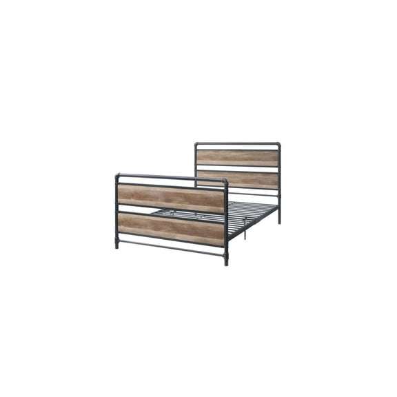 HomeStock Eclectic Escape Full Bed in Antique Oak & Sandy Gray Finish
