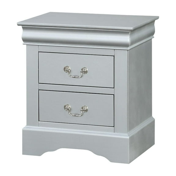 Homestock Baroque Brilliance Nightstand with 2 Wood Drawers, Durable Hardware, Sturdy Construction, Ideal For Modern Bedrooms, Functional Bedroom Storage Nightstand-Color:Platinum White