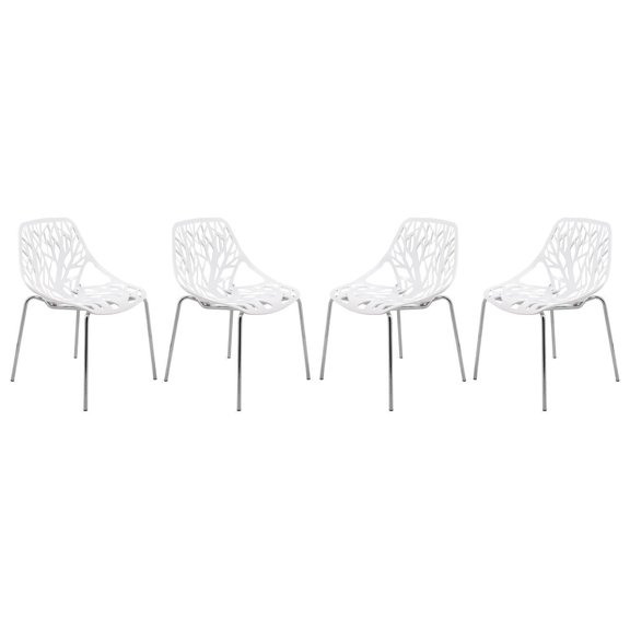 Modern Dining Chairs Set of 4 - Elegant Accent Chairs, Chrome Legs, Contemporary Style Seating