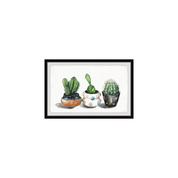HomeStock Eclectic Escape Party Pots Cactus Framed Painting Print, Contemporary Wall Decor: Abstract, Digital Art Prints, and Modern Styles for Your Home