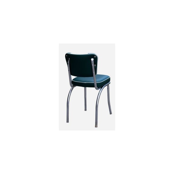 Retro Diner Chair - Chrome Steel Frame, Upholstered Box Seat, 'V' Back - Home & Restaurant Seating