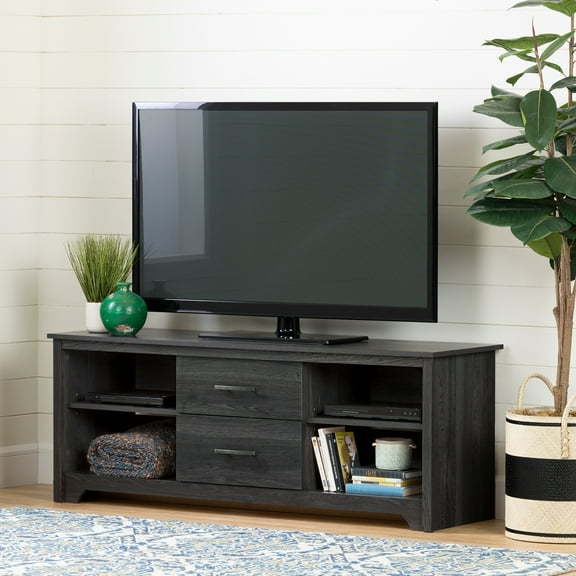 HomeStock Eclectic Escape Tv Stand With Drawers For Tv UpTo 60", Grey Oak, Rectangular, Television Stands, TV Stand - 17.75 x 59.25 x 22.5 inches
