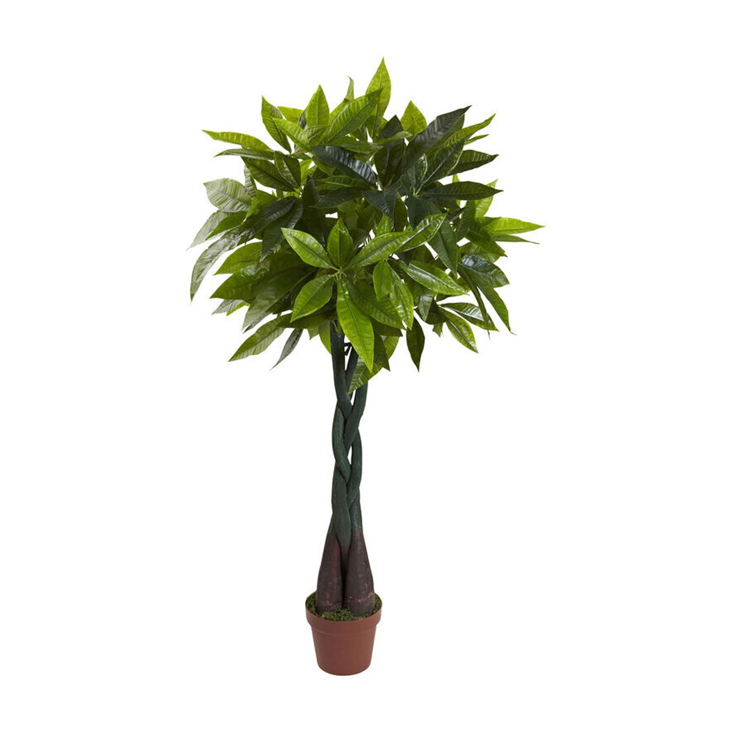 48" Green Faux Plastic Money Plant in Brown Pot