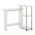 thumbnail image 1 of HomeStock Eclectic Exclusivity Corner Computer Desk with Bookshelf, White Oak, Stainless Steel Tubes, 1 of 6