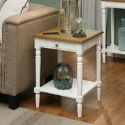 HomeStock Eclectic Exclusivity End Table with Drawer & Shelf, 18" x 18" x 24", Pine Wood, Multi-Finish, 1 Drawer & 2 Shelves for Storage