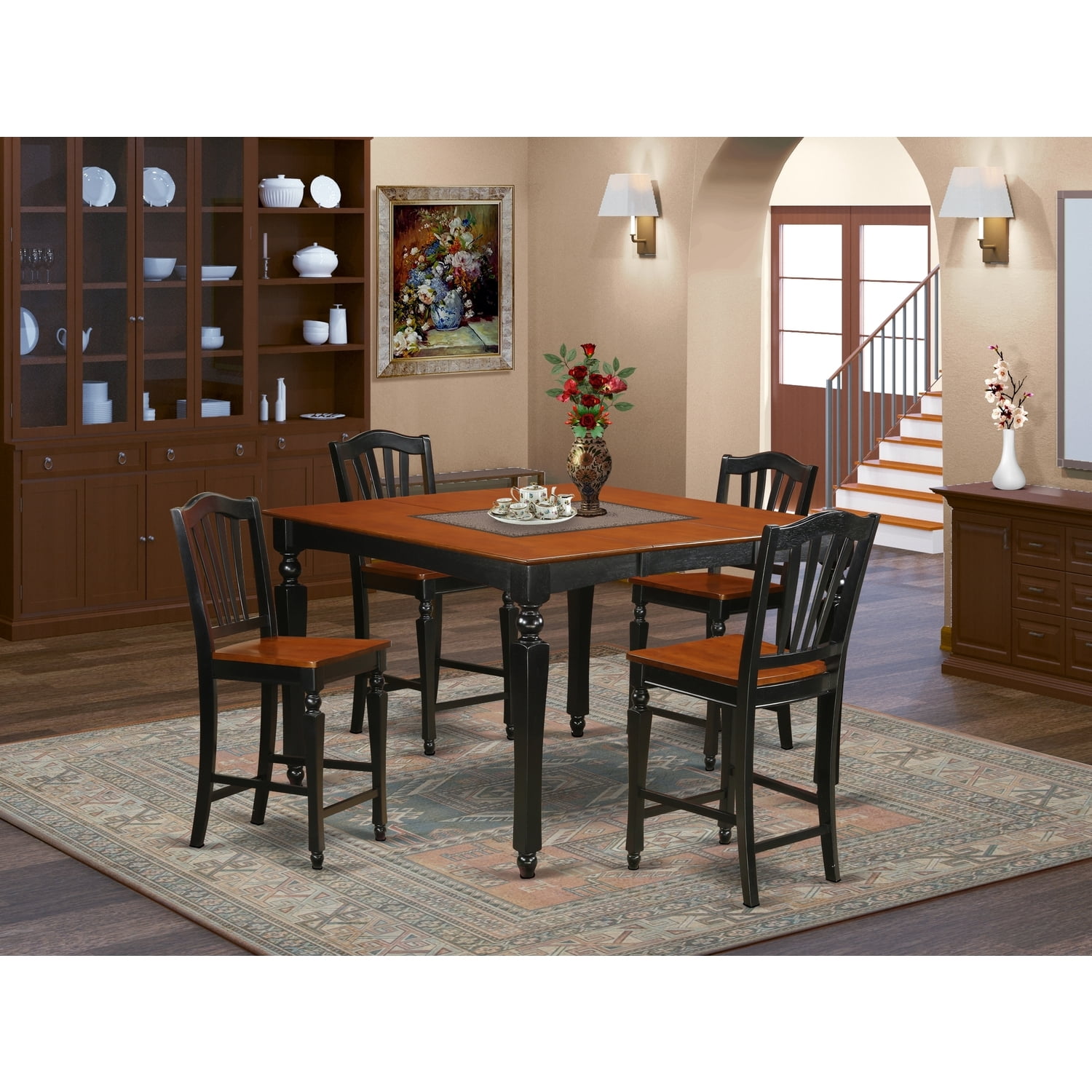 HomeStock Eclectic Exclusivity Height Set- Square Gathering Table And 4 HomeStock Height Chairs deal from Walmart