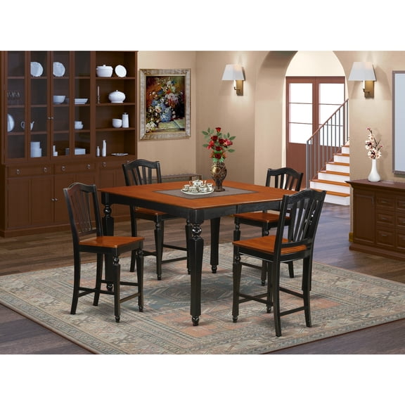 HomeStock Eclectic Exclusivity Height Set- Square Gathering Table And 4 HomeStock Height Chairs