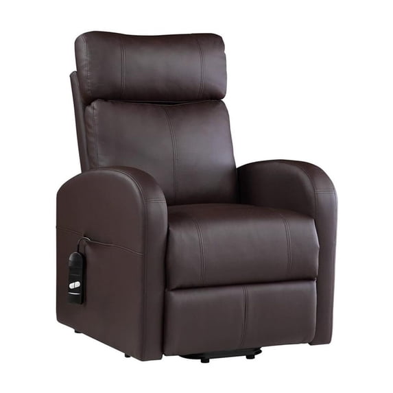 HomeStock Baroque Beauty Recliner w/ Lift, PU Leather Upholstery, Smooth Lift and Recline Function with Easy-to-Use Wired Controller, Stylish Comfort for Any Room, 28" x 37" x 40"H-Color:Brown