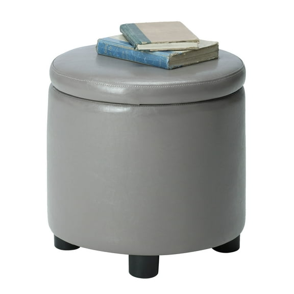 HomeStock Eclectic Exclusivity Round Accent Storage Ottoman with Reversible Tray Lid