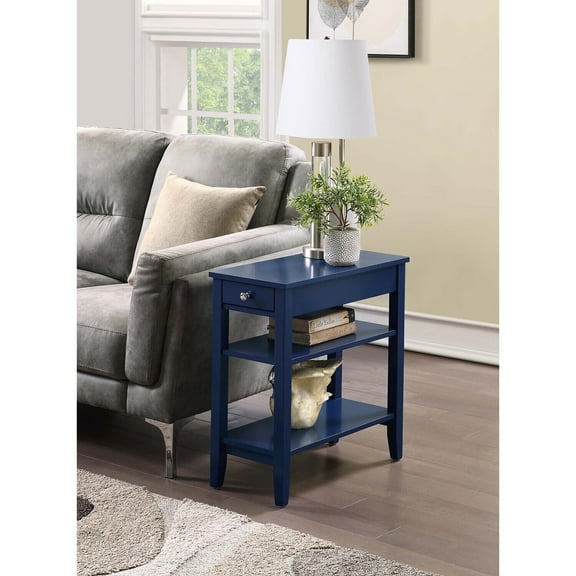 HomeStock Eclectic Exclusivity Three Tier End Table with Drawer - 23.5" x 11.25" x 24", Hidden Storage, Perfect for Living Room or Bedroom
