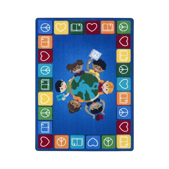 Area Rug 7x10 Reader Themed - Classroom Playroom Carpet Soft Nylon Backing Stain Resistant