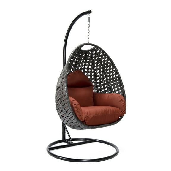 HomeStock Elegant Escape Charcoal Wicker Hanging Egg Swing Chair