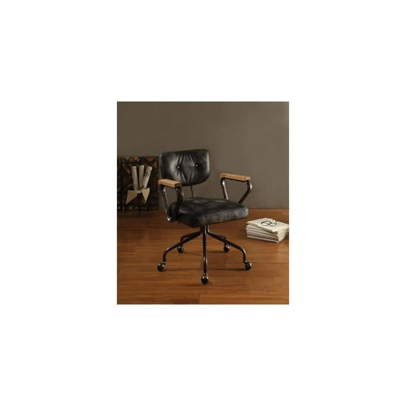 HomeStock Elegant Escape Executive Office Chair with High Back and Vintage Top Grain Leather Upholstery-Color:Vintage Black