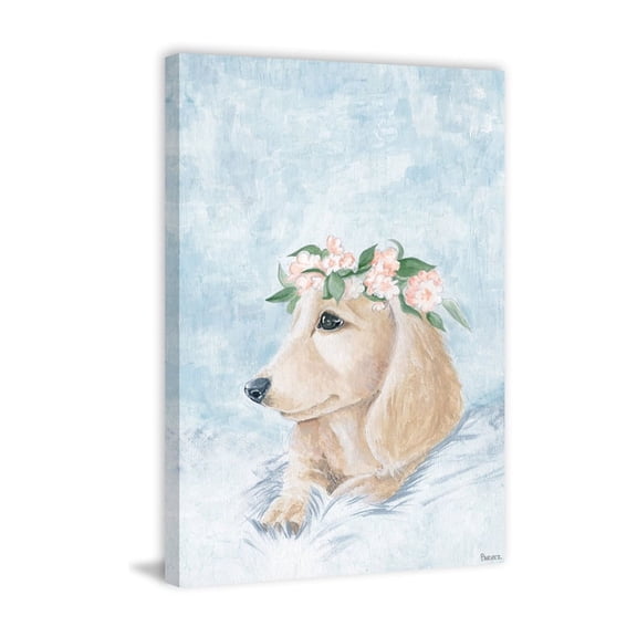 HomeStock Elegant Escape Pretty Dog Painting Print on Wrapped Canvas, 24" x 16", Modern Handmade Canvas Art Decor - Unique and Chic Wall Prints for Contemporary Spaces